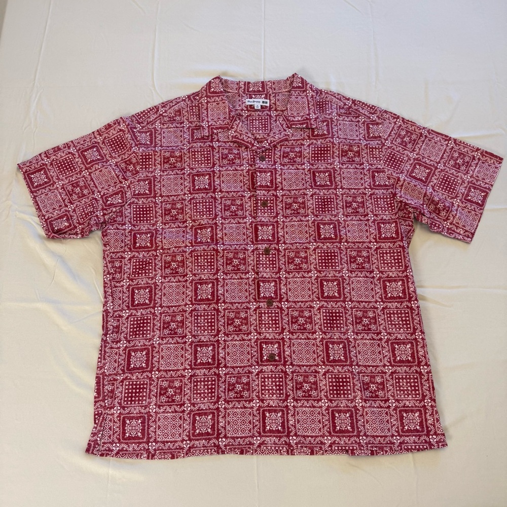 Reyn Spooner Red and White Patterned Men's Shirt